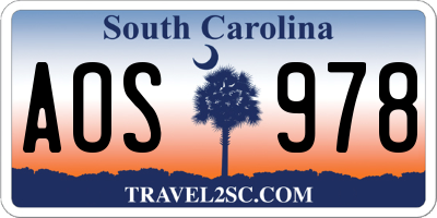 SC license plate AOS978