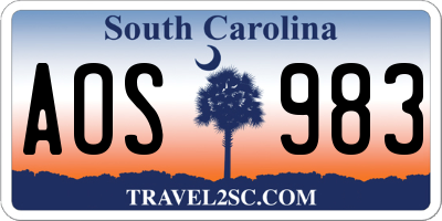 SC license plate AOS983