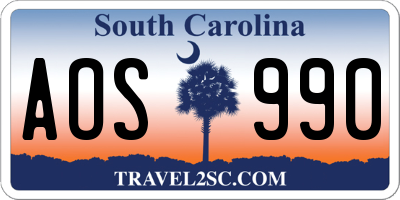 SC license plate AOS990