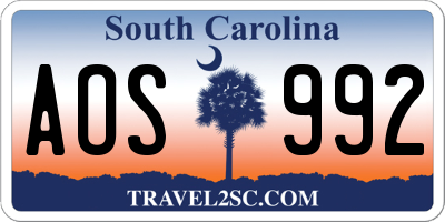 SC license plate AOS992