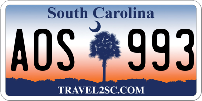 SC license plate AOS993