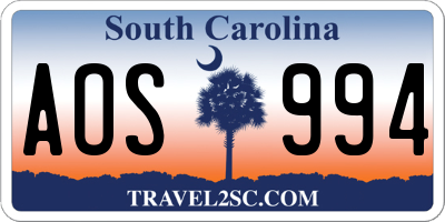 SC license plate AOS994