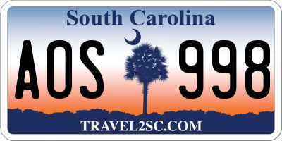 SC license plate AOS998