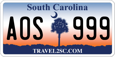 SC license plate AOS999