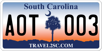 SC license plate AOT003