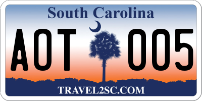 SC license plate AOT005