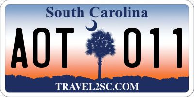 SC license plate AOT011