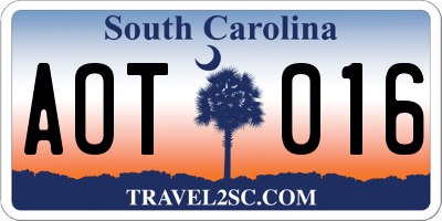 SC license plate AOT016