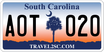 SC license plate AOT020