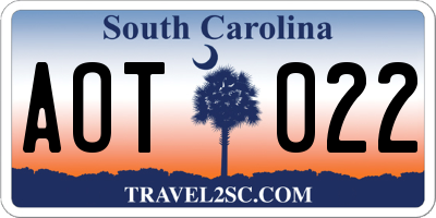 SC license plate AOT022