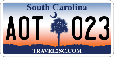 SC license plate AOT023