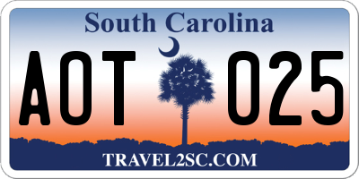 SC license plate AOT025