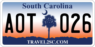 SC license plate AOT026