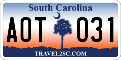 SC license plate AOT031