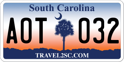 SC license plate AOT032