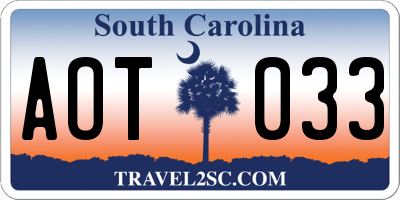 SC license plate AOT033
