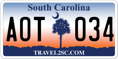 SC license plate AOT034
