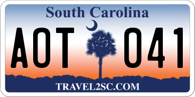 SC license plate AOT041