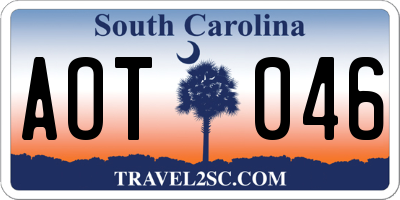 SC license plate AOT046