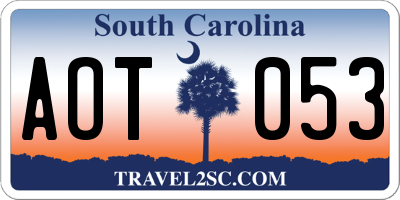 SC license plate AOT053