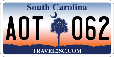 SC license plate AOT062
