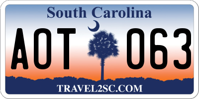 SC license plate AOT063