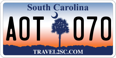 SC license plate AOT070