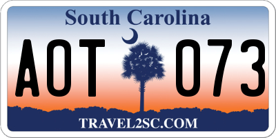 SC license plate AOT073