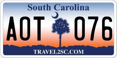 SC license plate AOT076