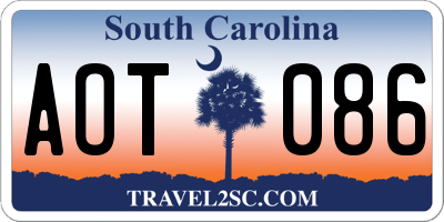 SC license plate AOT086