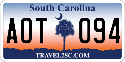 SC license plate AOT094
