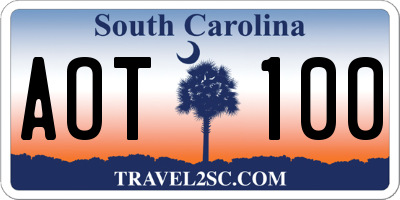 SC license plate AOT100