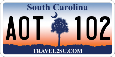 SC license plate AOT102