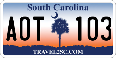 SC license plate AOT103