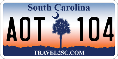 SC license plate AOT104
