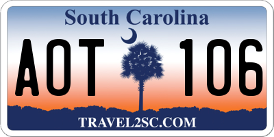SC license plate AOT106