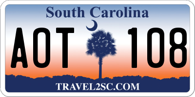 SC license plate AOT108