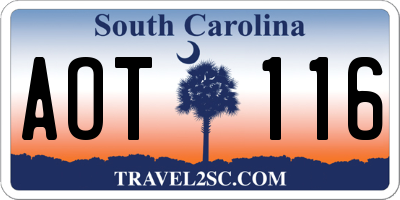 SC license plate AOT116