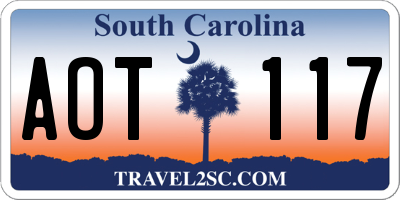 SC license plate AOT117