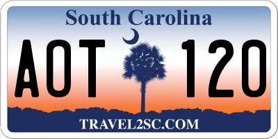 SC license plate AOT120