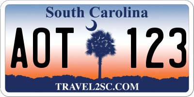 SC license plate AOT123
