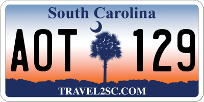 SC license plate AOT129