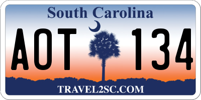SC license plate AOT134