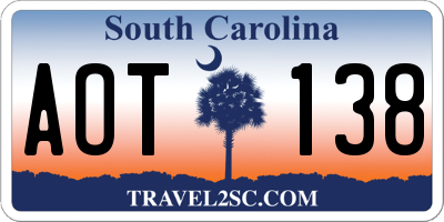 SC license plate AOT138