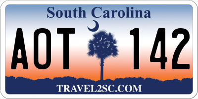 SC license plate AOT142