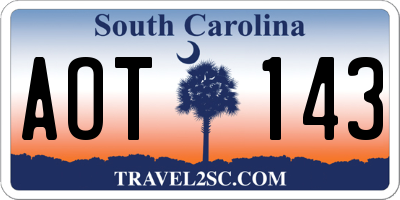 SC license plate AOT143