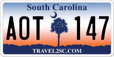 SC license plate AOT147