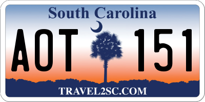SC license plate AOT151