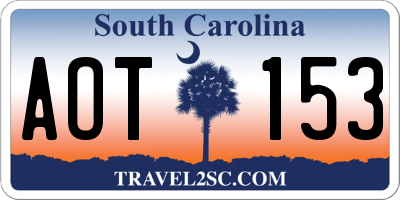 SC license plate AOT153