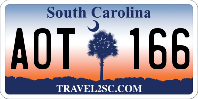 SC license plate AOT166